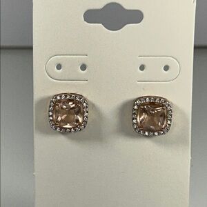 NWOT Chuck Clemency Rose Gold Plated Sterling Silver Morganite Designer Earrings